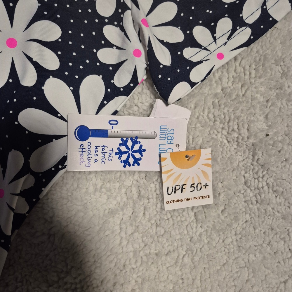 Lulu-B Womens Navy White Daisy Floral UPF 50+ Cooling Dress Size M NWT - Picture 4 of 4